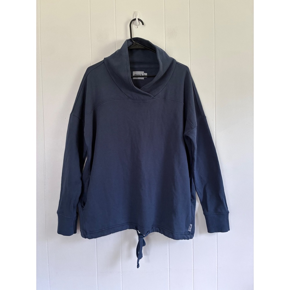 Pact Organic Cotton Shawl Collar Sweatshirt Navy Blue Medium Relaxed Pullover